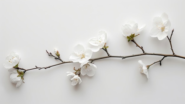 una rama de un cerezo con flores blancas en él