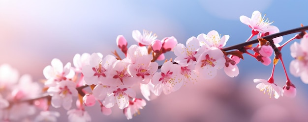 Una rama de un cerezo con flores rosas