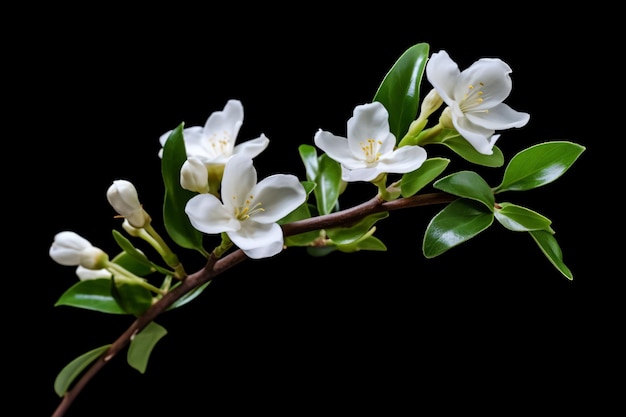 una rama de una flor con flores blancas