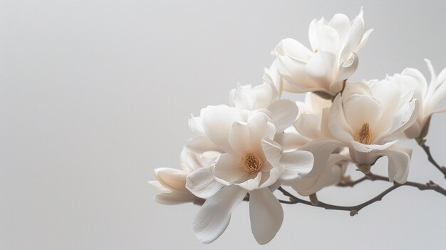 rama de flor de magnolia blanca sobre un fondo blanco