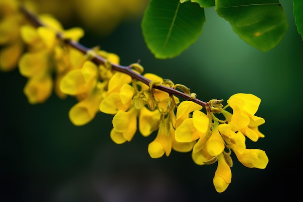 Una rama de flores amarillas con la palabra amor