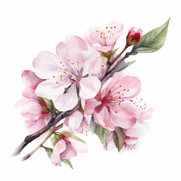 Una rama de flores de cerezo con el nombre de sakura.