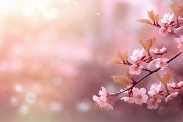 Una rama de flores rosadas con la palabra cereza en ella