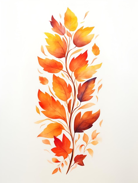 Rama de hojas de otoño aisladas en blanco Ilustración de acuarela de otoño para tarjetas de felicitación anuncios decoraciones de invitación materiales promocionales de redes sociales postales Banner de otoño otoño AI