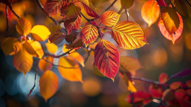 una rama con las hojas del otoño