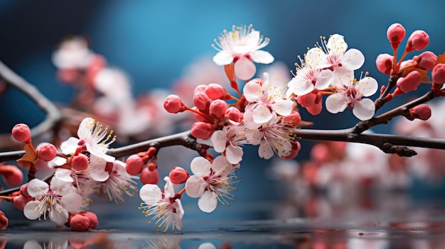 La rama de la manzana en flor es una primavera colorida y brillante.