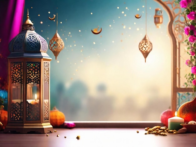 Ramadã Eid Mubarak fundo islâmico gerado pela IA