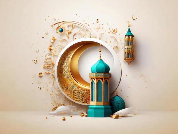 Ramadã Eid Mubarak fundo islâmico gerado pela IA