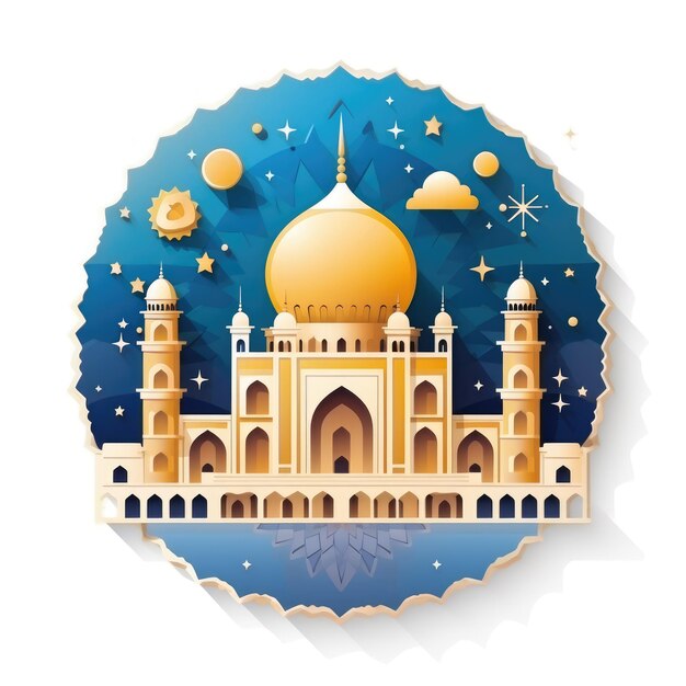 Ramadã kareem ilustração de fundo de estilo plano para cartão de saudação islâmico