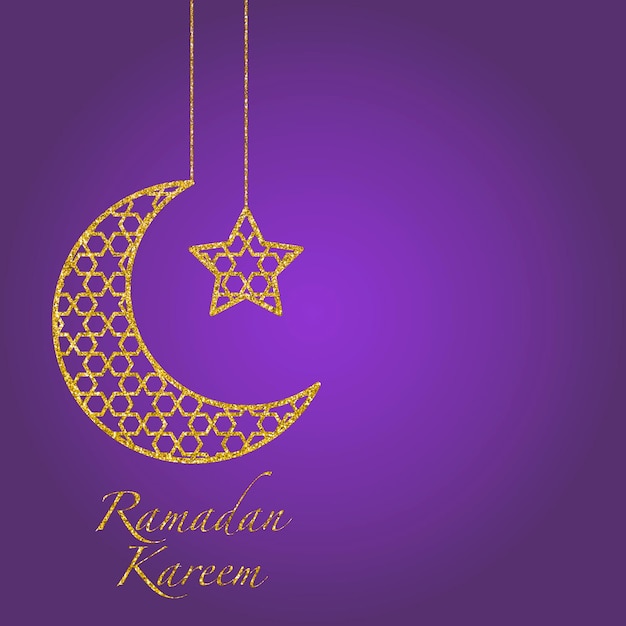 Ramadam Kareem luna y estrella ilustración