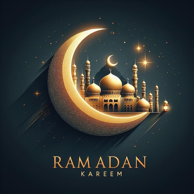 Ramadan-Banner-Illustration mit Halbmond