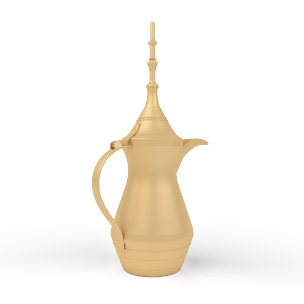 Ramadan Coffee Pot Vista frontal izquierda en fondo blanco