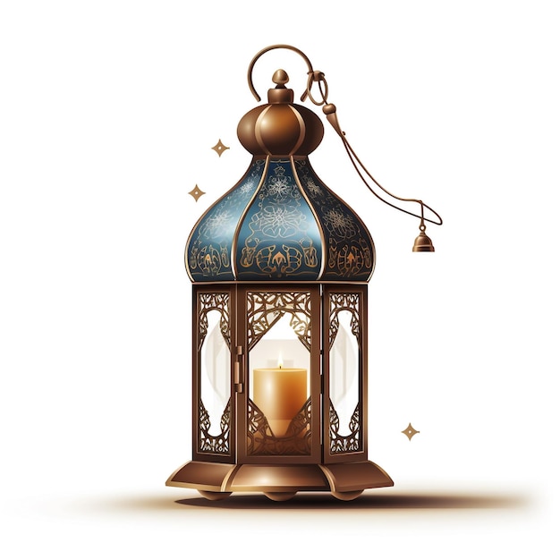 Foto ramadan e eid al fitr conceito fanous lâmpada vintage isolado em branco
