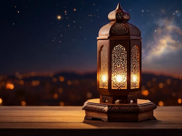 Ramadan Eid Mubarak Festival Islámico Árabe Linterna de lujo Espacio vacío Fondo