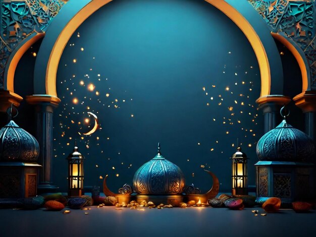 Ramadán Eid Mubarak fondo islámico generado por AI