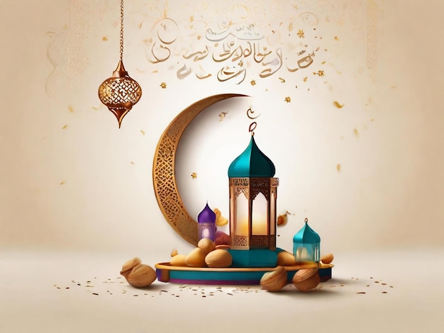 Ramadán Eid Mubarak fondo islámico generado por AI