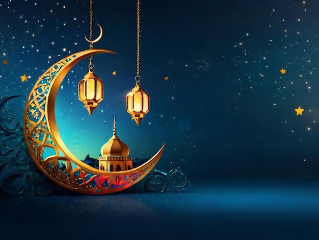 Ramadán Eid Mubarak fondo islámico generado por AI