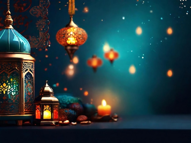 Ramadán Eid Mubarak fondo islámico generado por AI