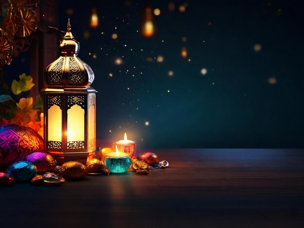 Ramadán Eid Mubarak fondo islámico generado por AI