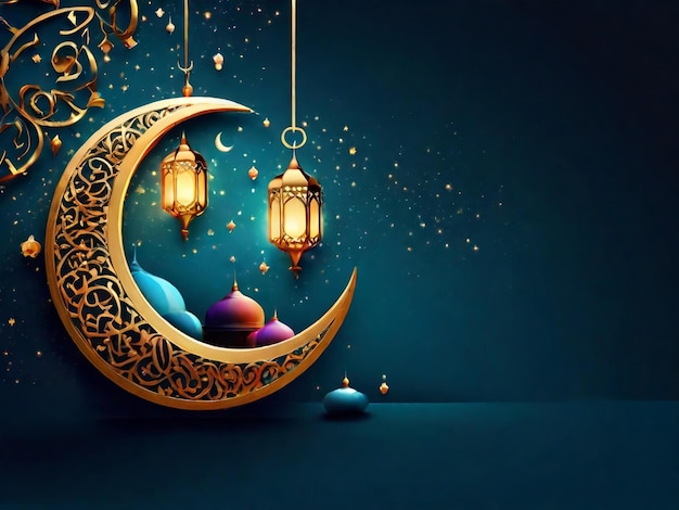 Ramadán Eid Mubarak fondo islámico generado por AI