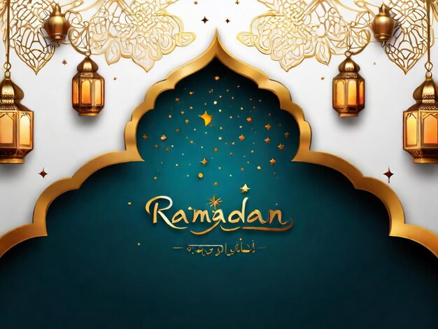 Ramadán Eid Mubarak fondo islámico generado por AI