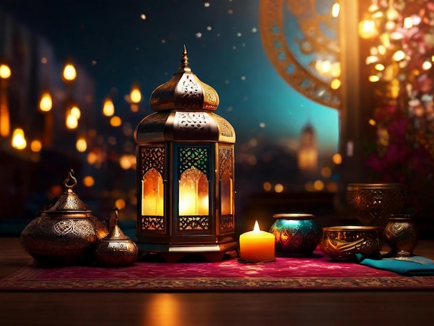 Ramadán Eid Mubarak fondo islámico generado por AI