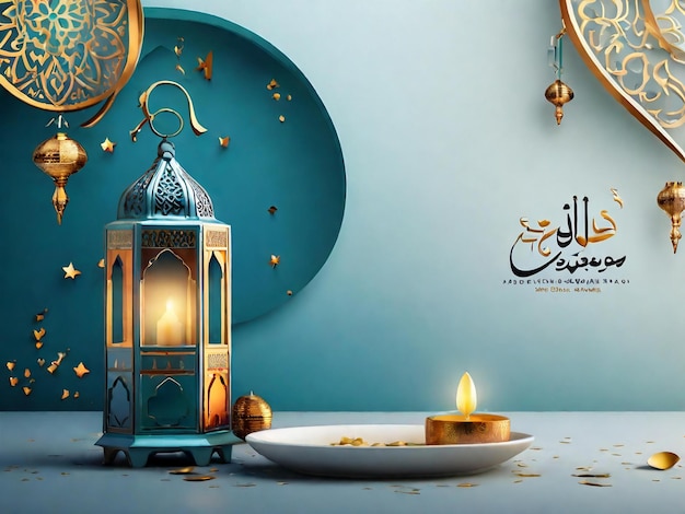 Ramadán Eid Mubarak fondo islámico generado por AI