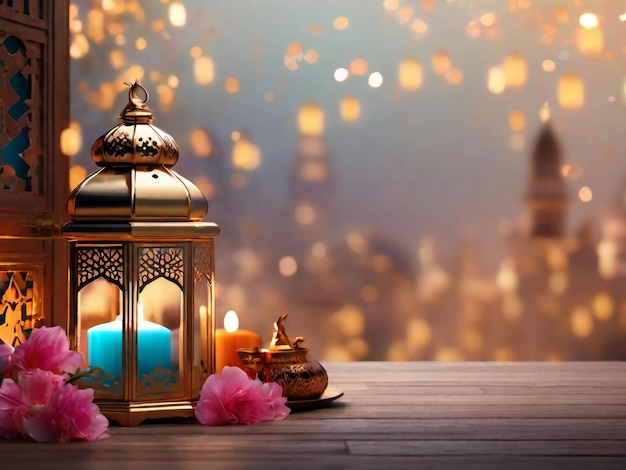 Ramadán Eid Mubarak fondo islámico generado por AI