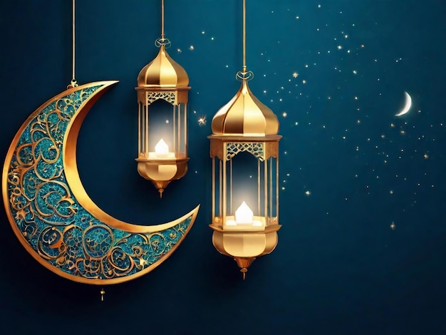 Ramadán Eid Mubarak fondo islámico generado por AI