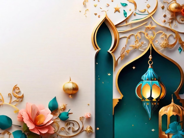 Ramadan eid mubarak fondo islámico generado por la IA