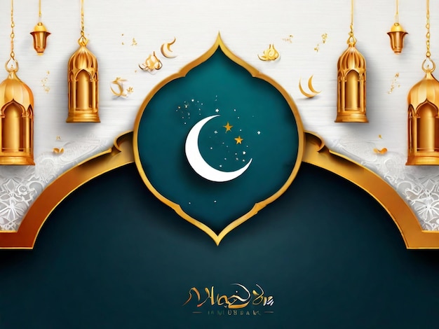 Ramadan eid mubarak fondo islámico generado por la IA