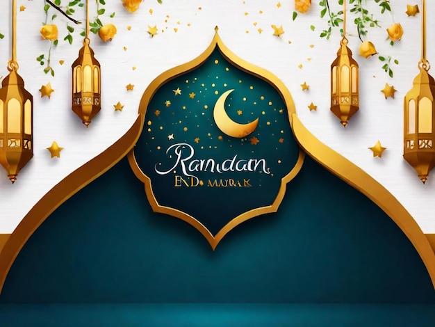 Ramadan eid mubarak fondo islámico generado por la IA