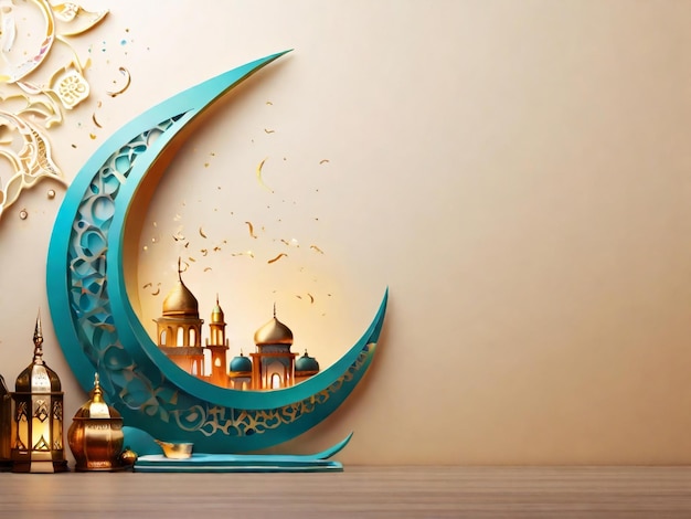 Ramadan eid mubarak fondo islámico generado por la IA