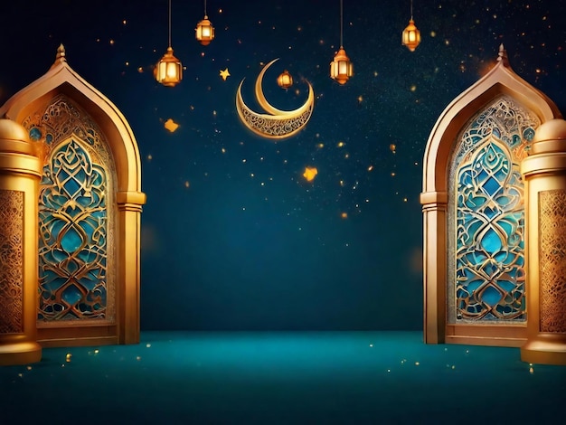 Ramadan eid mubarak fondo islámico generado por la IA