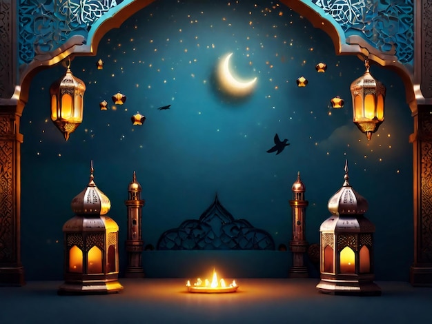 Ramadan eid mubarak fondo islámico generado por la IA