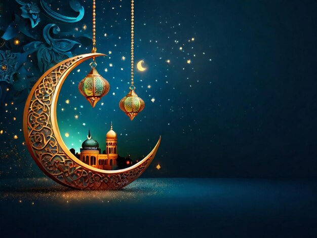 Ramadan eid mubarak fondo islámico generado por la IA