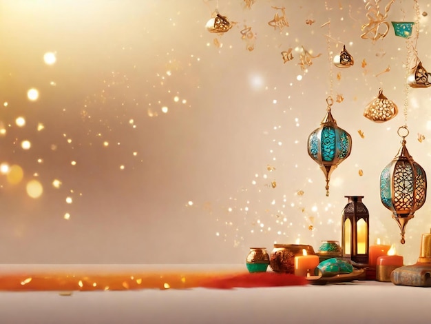 Ramadan Eid Mubarak islamischer Hintergrund, erzeugt von KI