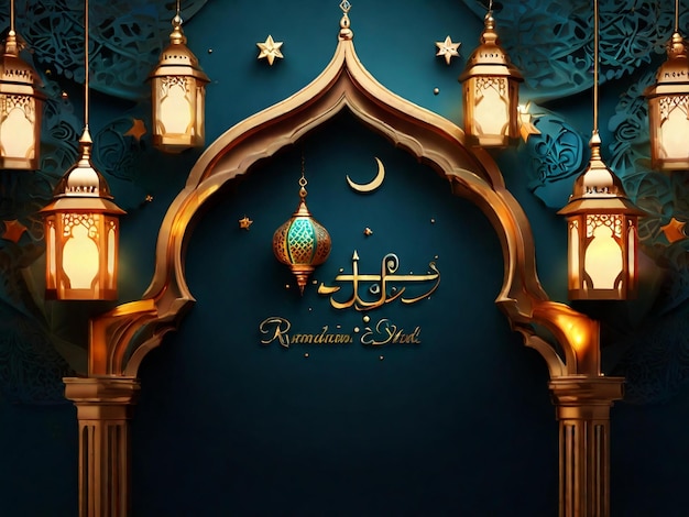 Ramadan Eid Mubarak islamischer Hintergrund, erzeugt von KI