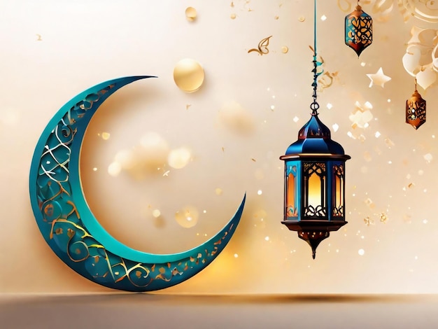 Ramadan Eid Mubarak islamischer Hintergrund, erzeugt von KI