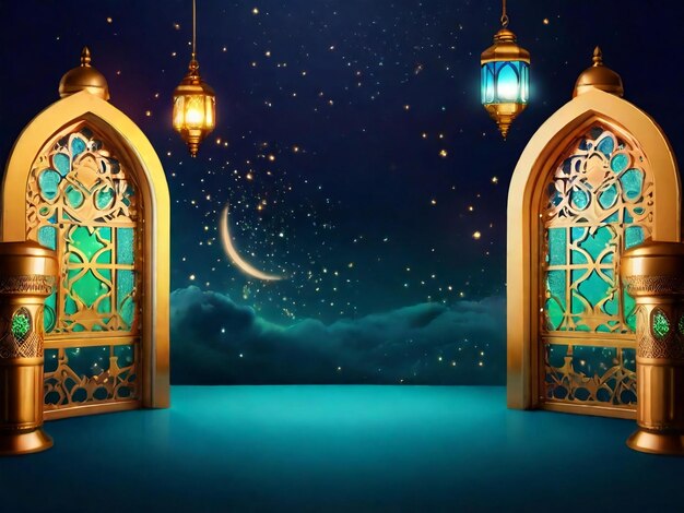 Ramadan Eid Mubarak islamischer Hintergrund, erzeugt von KI