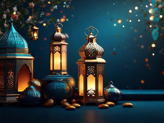 Ramadan Eid Mubarak islamischer Hintergrund, erzeugt von KI