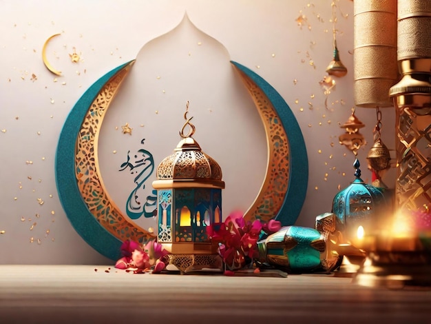 Ramadan Eid Mubarak islamischer Hintergrund, erzeugt von KI