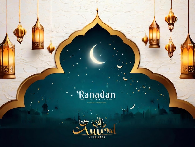 Ramadan Eid Mubarak islamischer Hintergrund, erzeugt von KI