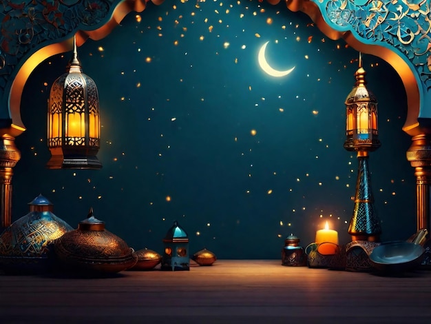 Ramadan eid mubarak islamischer Hintergrund, generiert von AI