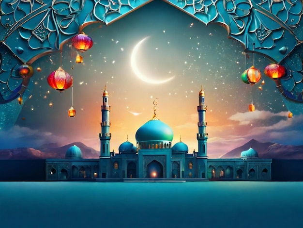 Ramadan Eid Mubarak islamischer Hintergrund, generiert von KI