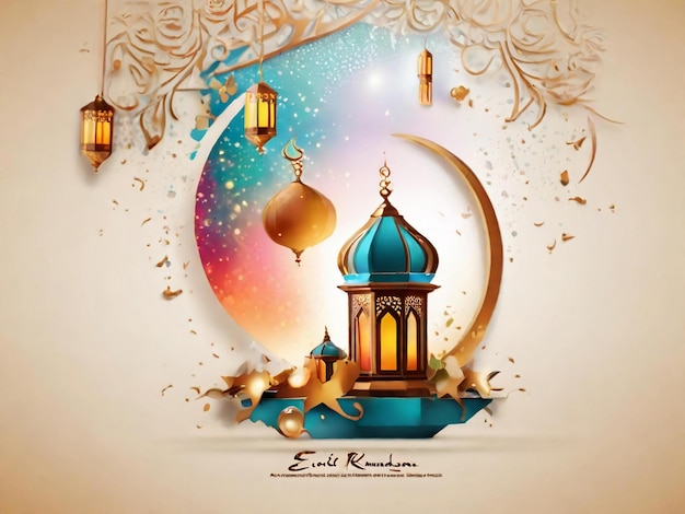Ramadan Eid Mubarak islamischer Hintergrund, generiert von KI