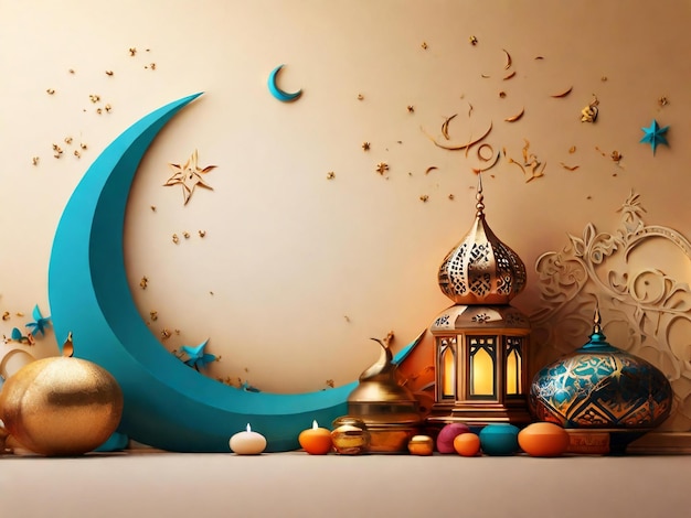 Ramadan Eid Mubarak islamischer Hintergrund, generiert von KI