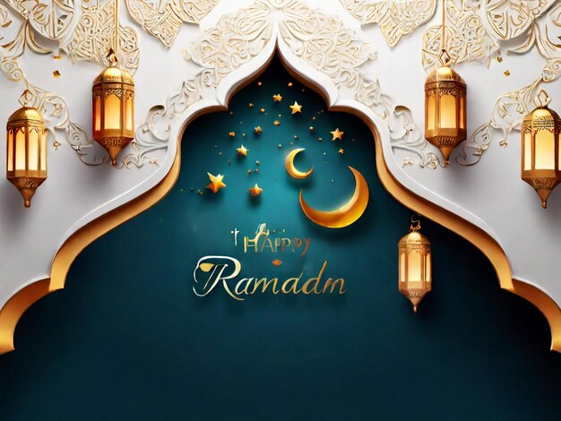 Ramadan Eid Mubarak islamischer Hintergrund, generiert von KI