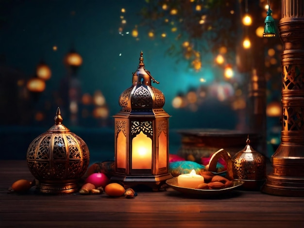 Ramadan Eid Mubarak islamischer Hintergrund, generiert von KI