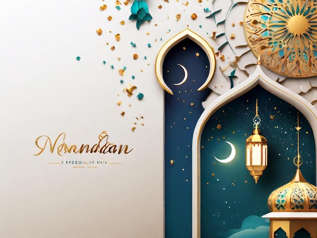 Ramadan Eid Mubarak islamischer Hintergrund, generiert von KI